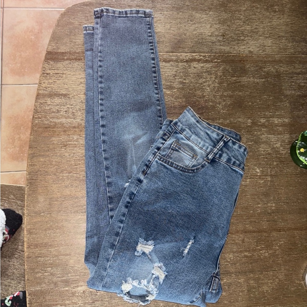 Boutique 9 Blue Distressed Straight Leg Jeans